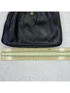 Vintage Ande Black Leather Clutch Purse Gold Clasp 1950s Handbag Wallet